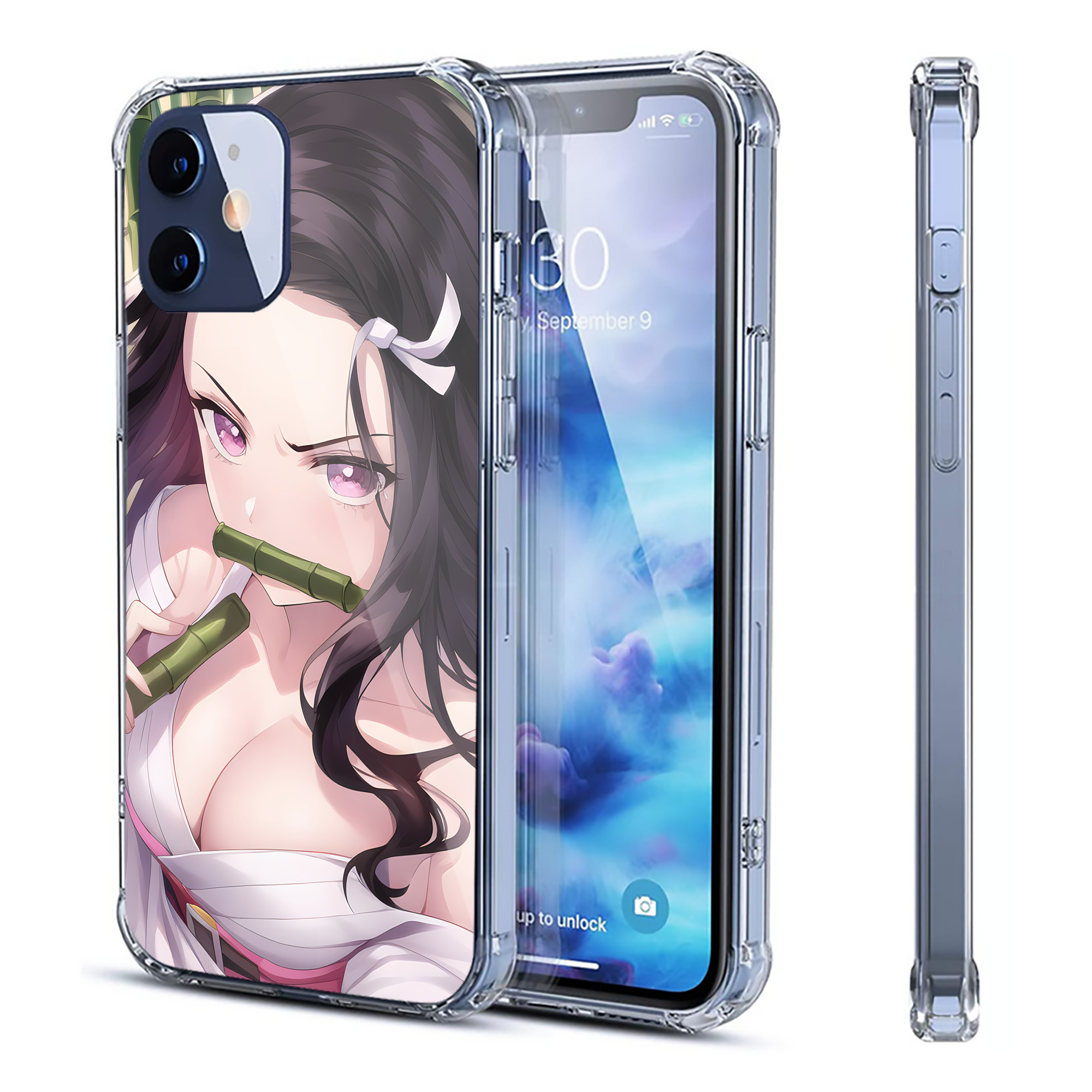 （画像用） 鬼滅の刃（きめつのやいば）竈門 禰󠄀豆子／かまど ねずこ Kamado Nezuko 【iPhone 12シリーズ対応】透明スマホケース（クリアソフトケース）